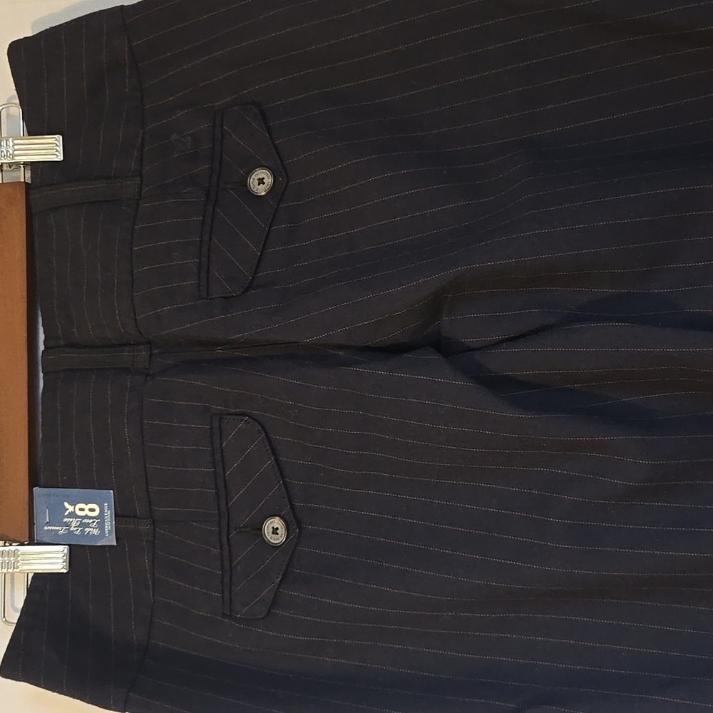 American Eagle Womens Navy Pinstripe Wide Leg Pants Size 8 NWT - Picture 5 of 10
